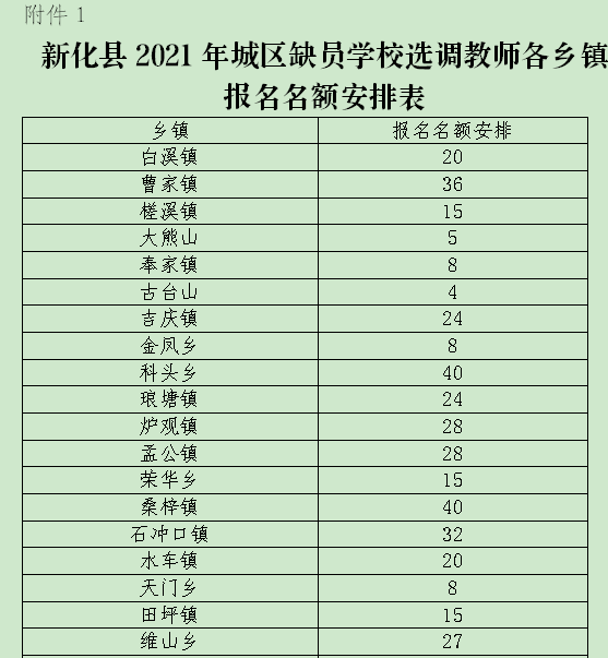 2021年娄底市新化县城区缺员学校选调教师实施方案(图1)