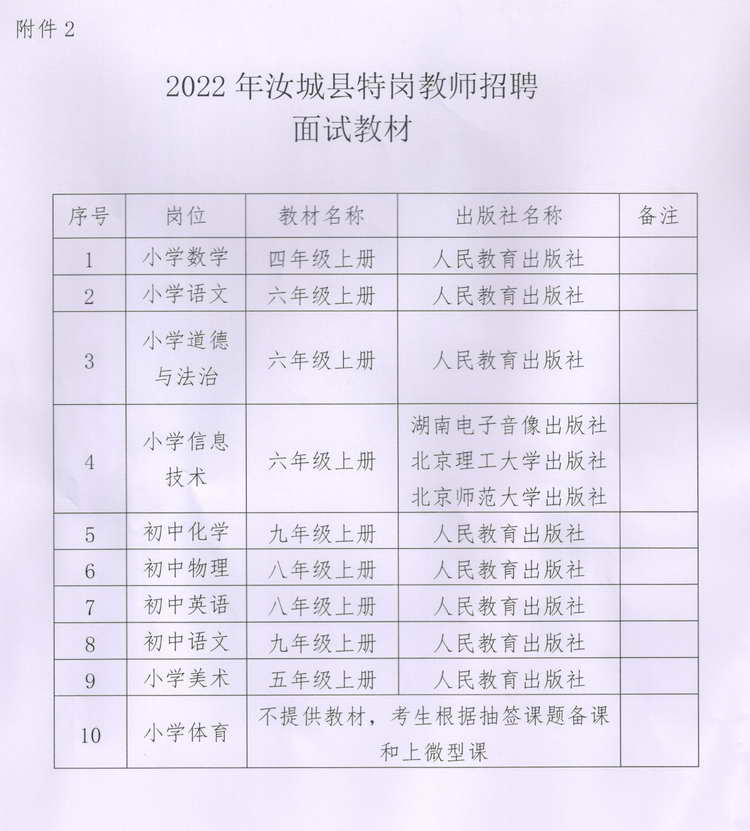 2022年汝城县特岗教师招聘面试对象名单和面试教材公布(图4)
