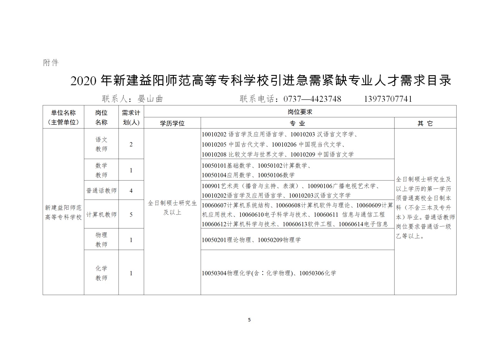 2020湖南益阳师范高等专科学校引进33人公告(图5)